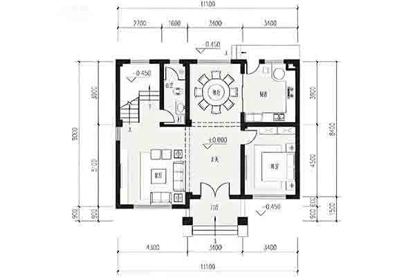 11.1m×8.4m三层农村自建房｜窄面宽下的实用布局，满足小户需求 - 建房图纸
