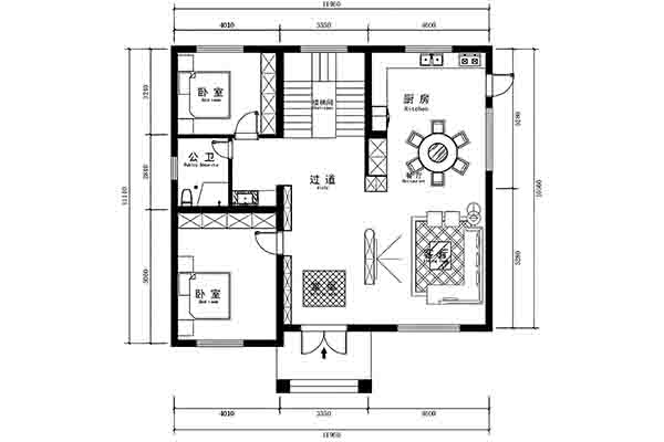 12m×10m二层农村自建房｜一层双卧+二层双套房+大露台，钢筋结构品质住宅 - 建房图纸